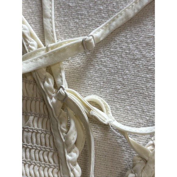 American Eagle Smocked Babydoll Spaghetti Strap Top Ivory SzL - Picture 9 of 9